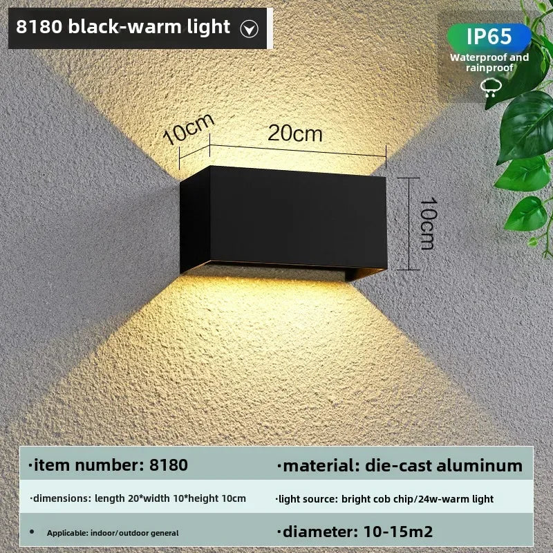 applique murale contemporaine led 24w 12w 6w noir blanche aluminium étanche ip65