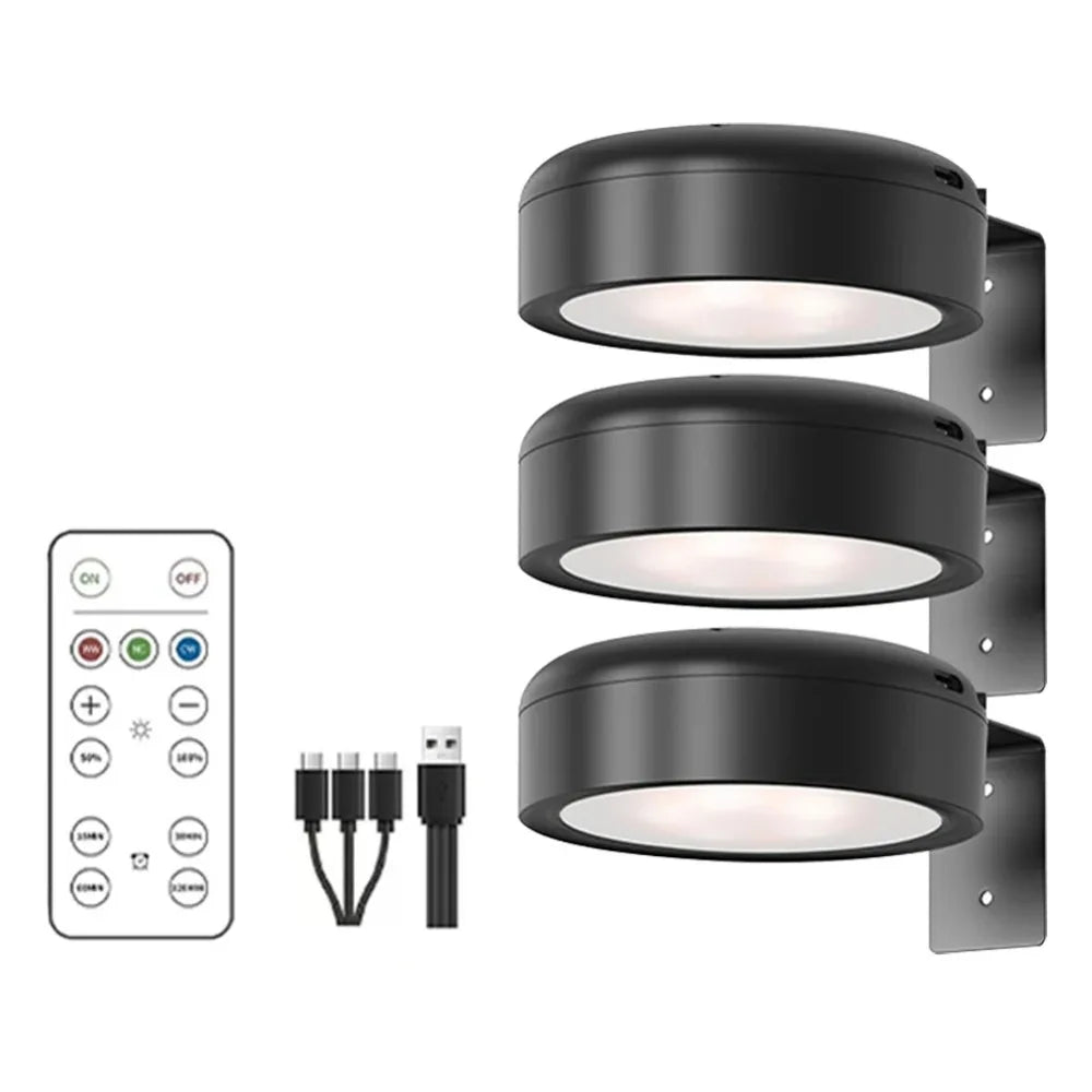 lampe murale led noire rechargeable sans fil adhésive télécommande câble usb moderne intangible économique
