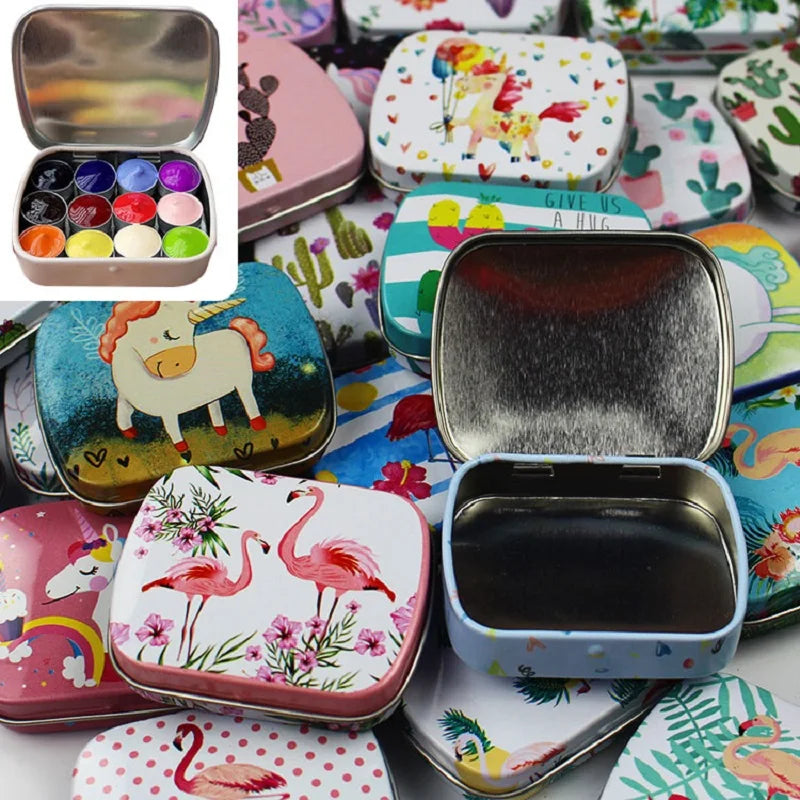 boîtes métal réutilisables multicolores motifs animaux vintage aimants 6x4x2cm