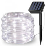 guirlande lumineuse solaire 30m blanc chaud filament fibre optique moderne