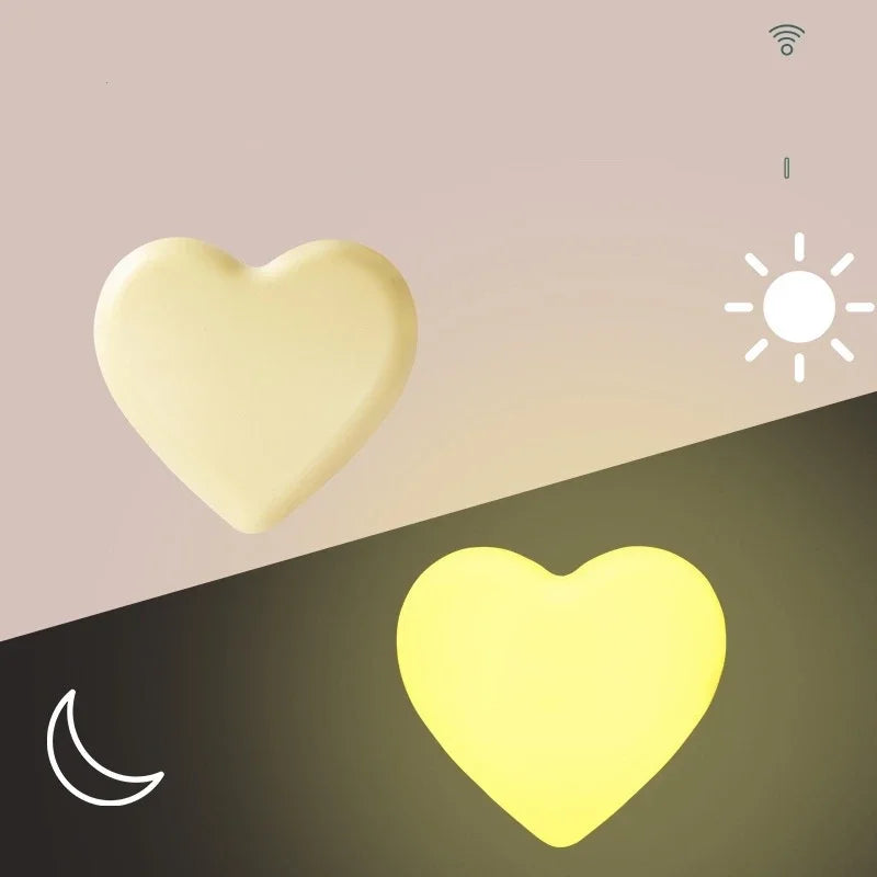 veilleuse nuit led blanc jaune rose coeurs moderne minimaliste adhésif économique flux lumineux