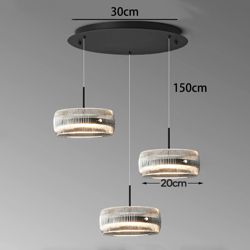 suspension lumineuse moderne transparente reliefs câbles suspendus 90 260V flux lumineux 249 2000