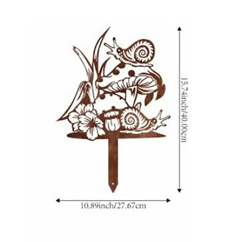 plaque métallique décorative moderne motif papillon fleur cactus marron rustique