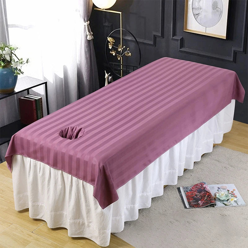 drap massage rayures horizontales blanc rose bleu gris marron moderne coton polyester adultes lit
