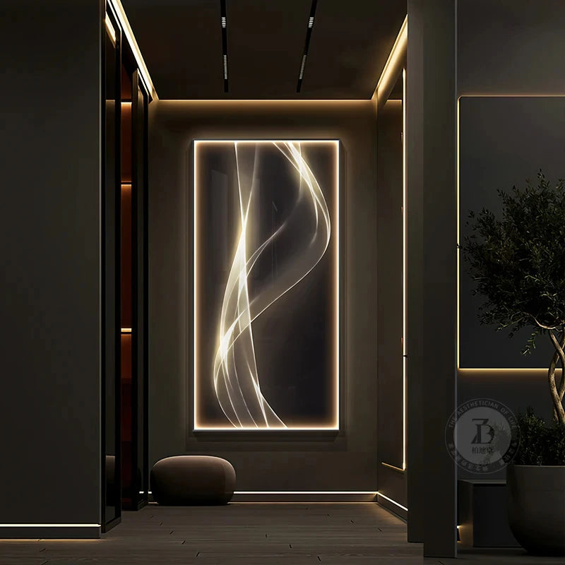 Applique murale LED blanche dans une cuisine moderne avec éclairage doux