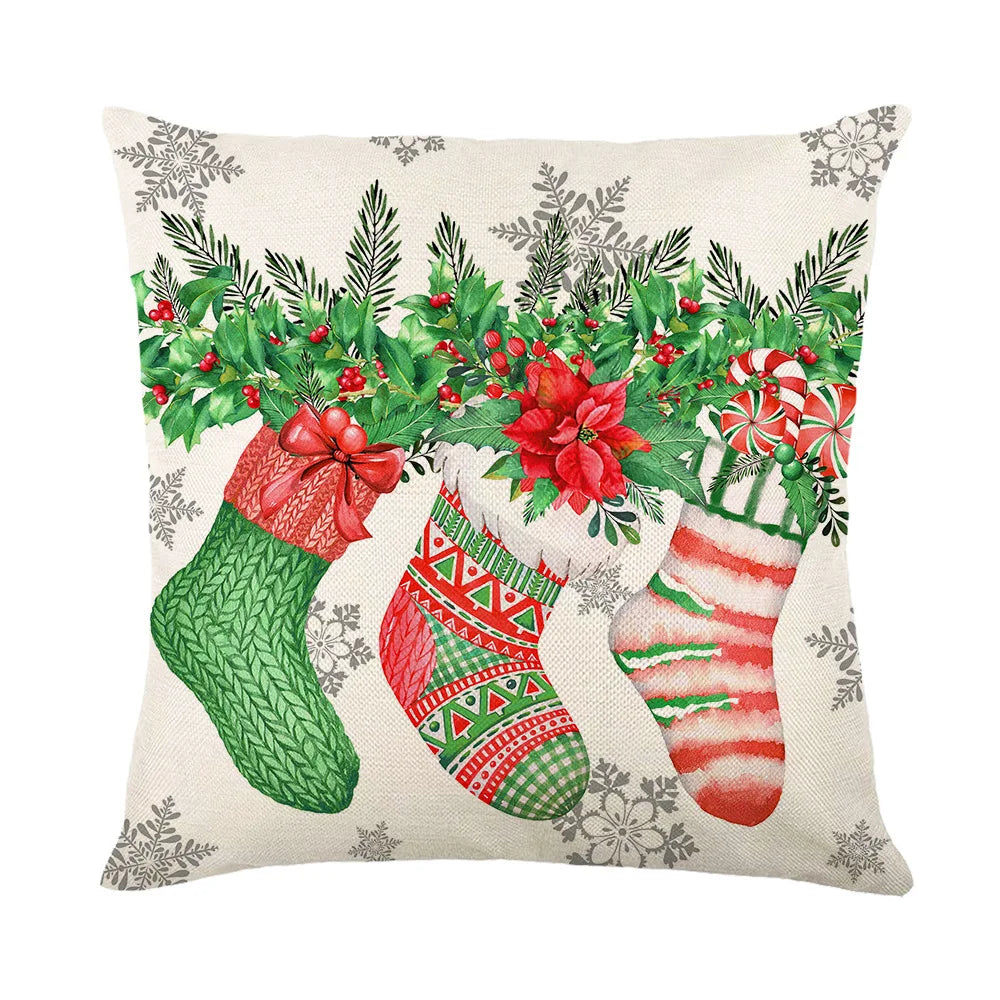 coussin carré noël arbre renne guirlande bonhomme neige décoration maison traditionnel opacité fixe