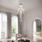 Suspension lumineuse moderne verre blanc doré branches transparentes 1070mm 1000mm