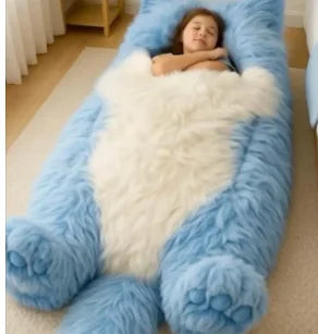 coussin forme chat bleu clair doux peluche contemporain confortable fourni polyester coton bambou