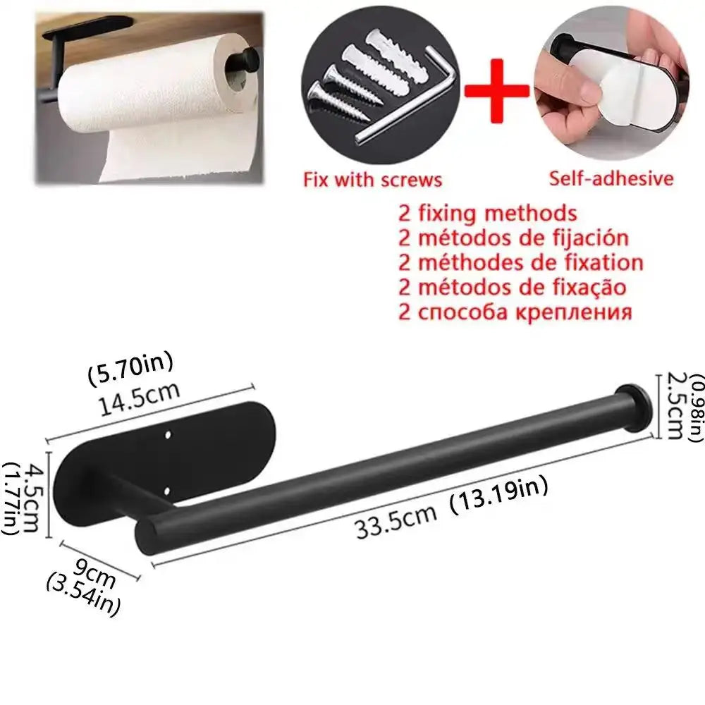 porte serviettes moderne noir argenté texture grise vis adhésif salle bain autoinstallation chambre cuisine