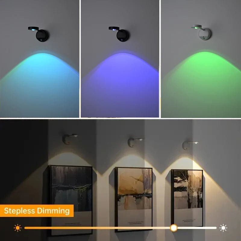 applique murale led rechargeable detection humaine couleurs rgb variante intensite moderne chambre salle manger