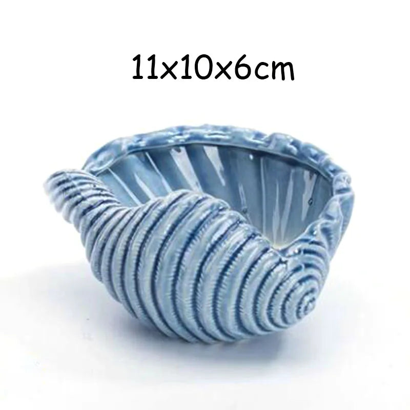 petit cache pot ceramique bleu motif poisson marin decoratif plante succulente maison