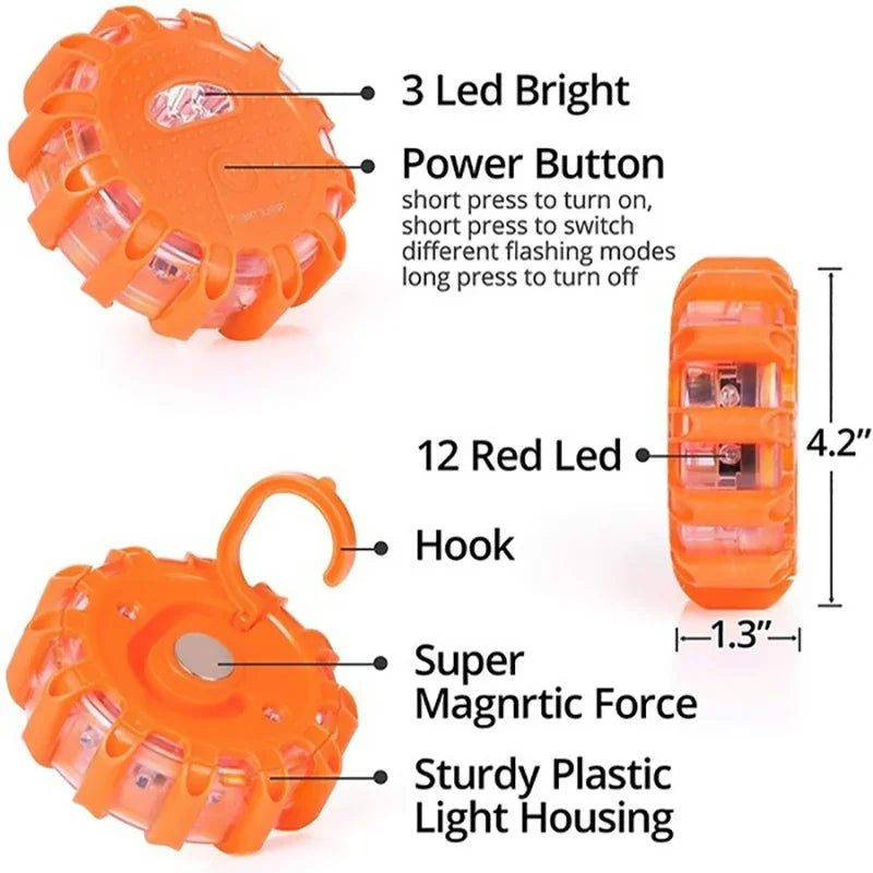 lampe sécurité orange clignotante led batterie rechargeable crochet urgence signalisation route