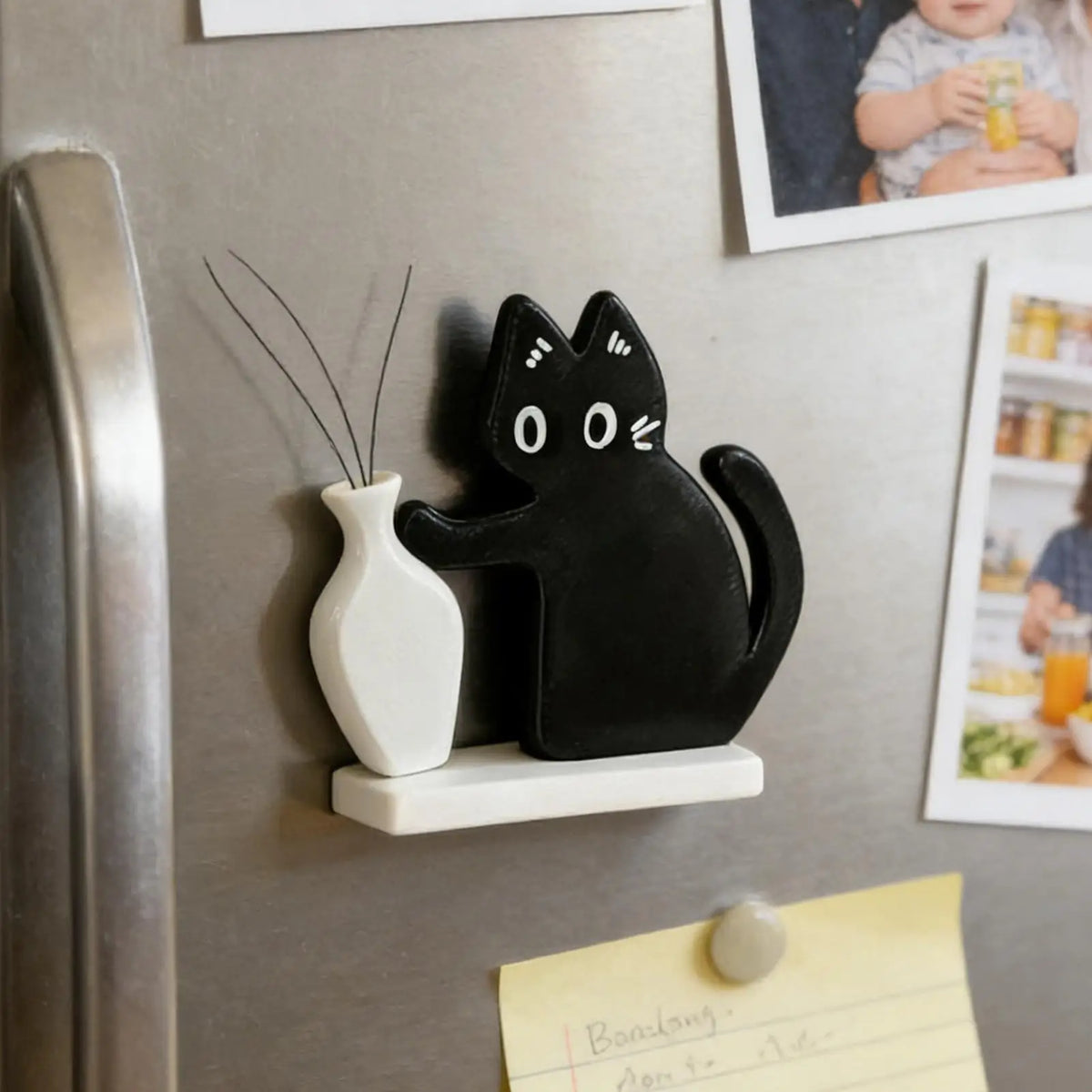 support pinceaux chat noir aimant moderne décoration intérieure animal compagnie dessin animé collection art