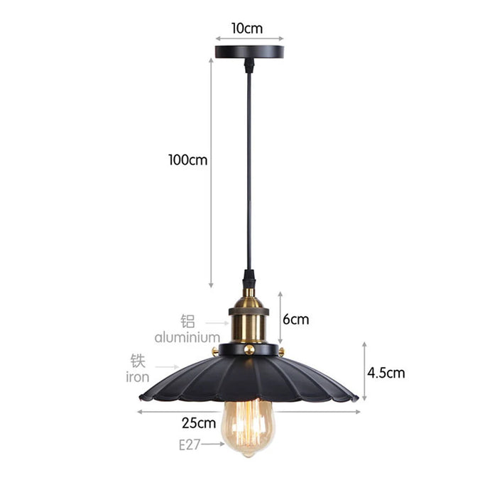 suspension industrielle vintage métal noir ampoule e27 salon chambre hallhôtel led echangée