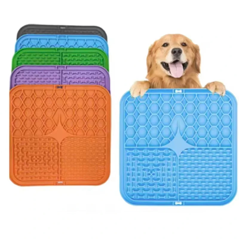 tapis nourriture animaux violet bleu vert orange gouttes d'eau succion tiges pratiques moderne