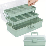 organisateur rangement boîte multi étages vert clair blanc compartiments plastique transparent utilitaire outils fournitures