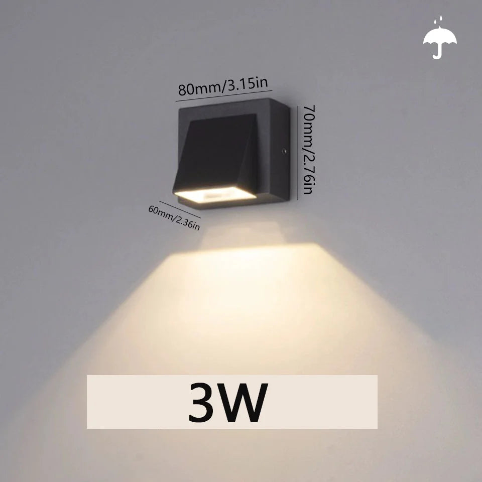 luminaire mural extérieur noir moderne deux puissances 3w 6w ip66