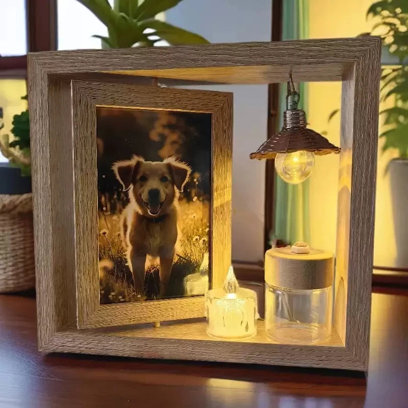 cadre photo classique bois clips led photo animaux souvenirs chiens chats poils moustaches