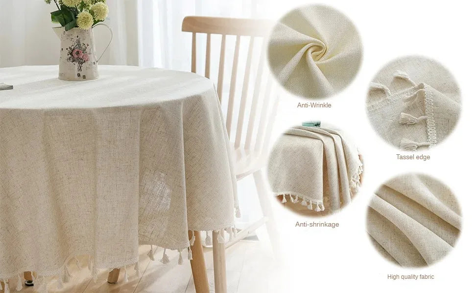 nappe table lin naturelle rustique beige anti froisse extérieure mariage fêtes halloween pâques