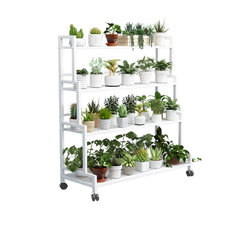 étagère roulettes blanc moderne niveaux support plantes intérieur extérieur assemblage métal