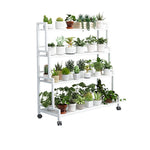 étagère roulettes blanc moderne niveaux support plantes intérieur extérieur assemblage métal