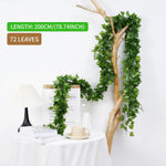 guirlande végétale artificielle feuilles rondes vert moderne 72 feuilles longueur 200cm extérieur