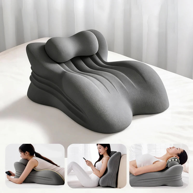 coussin massage gris texture tissée mousse mémoire forme 100 coton contemporain lit couple femme