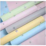 papier peint vinyle étoiles enfants moderne bleu clair vert pastel rose pâle