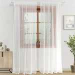 rideau transparent dentelle brodée fleurs pastoral blanc maison salon chambre patioextérieur