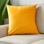 housse coussin velours carré moderne orange jaune 45x45cm machine lavable simple déco chambre canapé