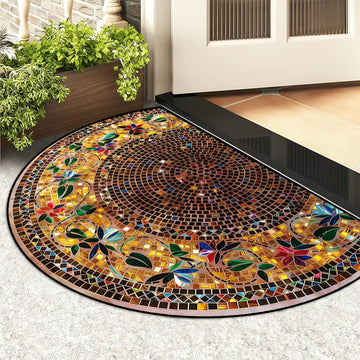 tapis d'entrée multicolore moderne mosaïque motifs floraux antidérapant résistant salissuresextérieur salon