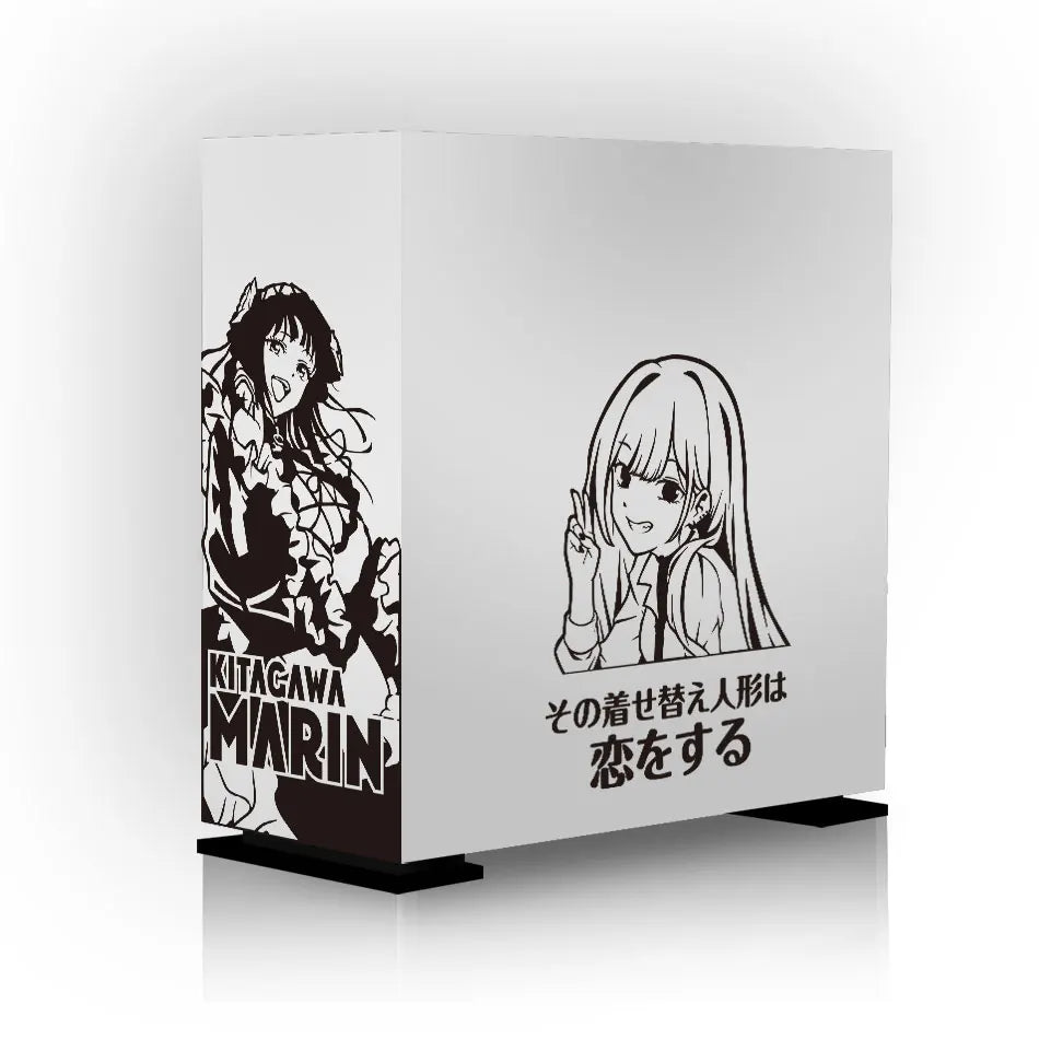 autocollants pvc noir blanc dessins anime texte japonais vis boitier pc moderne