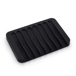 support savon silicone rayures horizontales gris bleu clair moderne salle bain égouttoir antidérapant