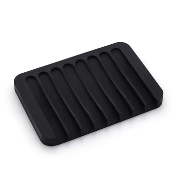 support savon silicone rayures horizontales gris bleu clair moderne salle bain égouttoir antidérapant