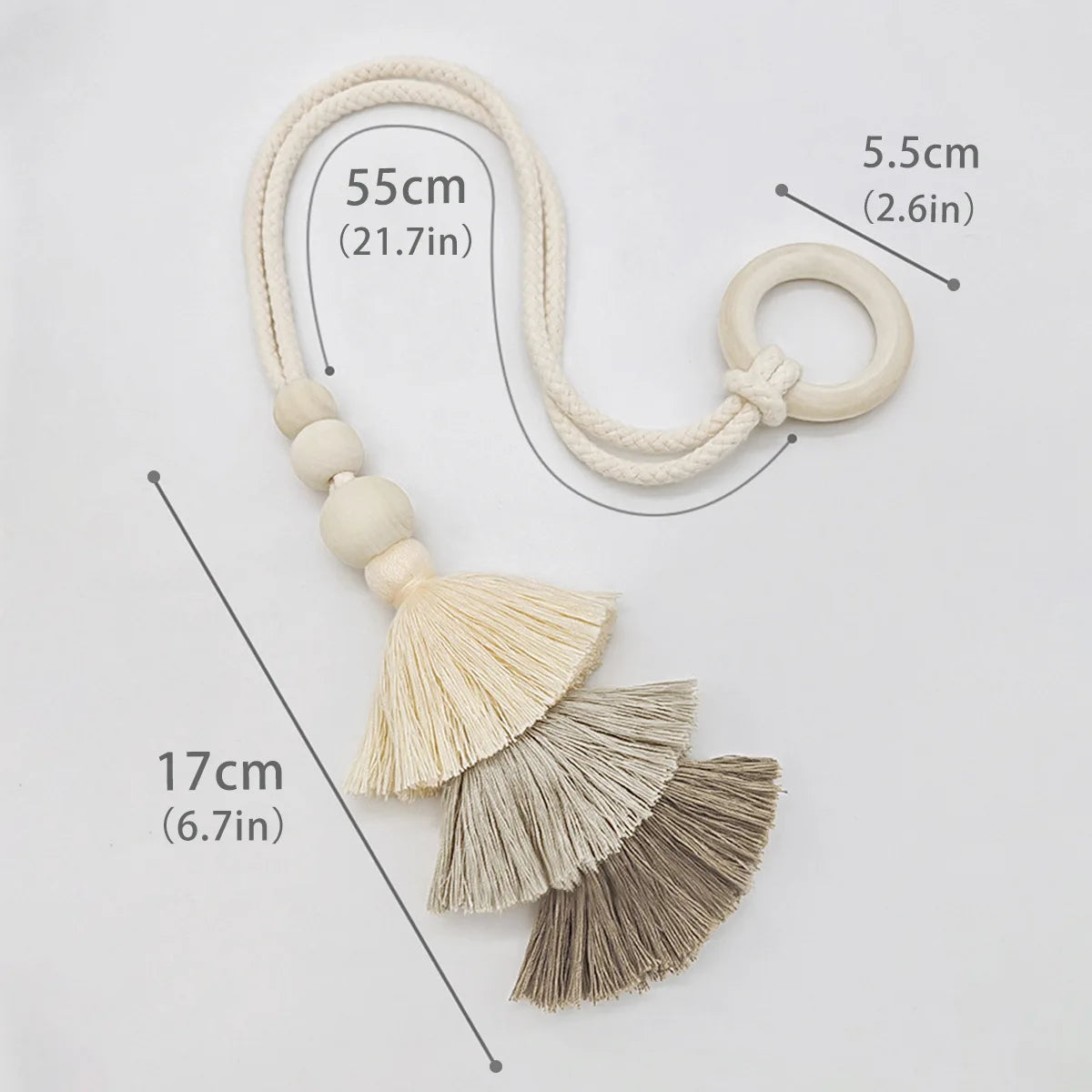 accessoires rideaux bohèmes tressés frangés anneaux bois brut fixations cordes attache rideau
