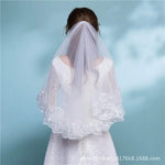 voile mariée blanc broderie florale classique bord dentelle polyester unique
