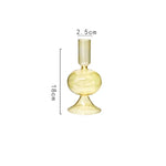 bougeoir verre moderne orange vert jaune rayures bordure ondulée transparent élégant décoration maison chandelle
