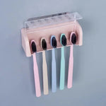 Porte brosse à dents mural compact avec 5 emplacements en vert clair