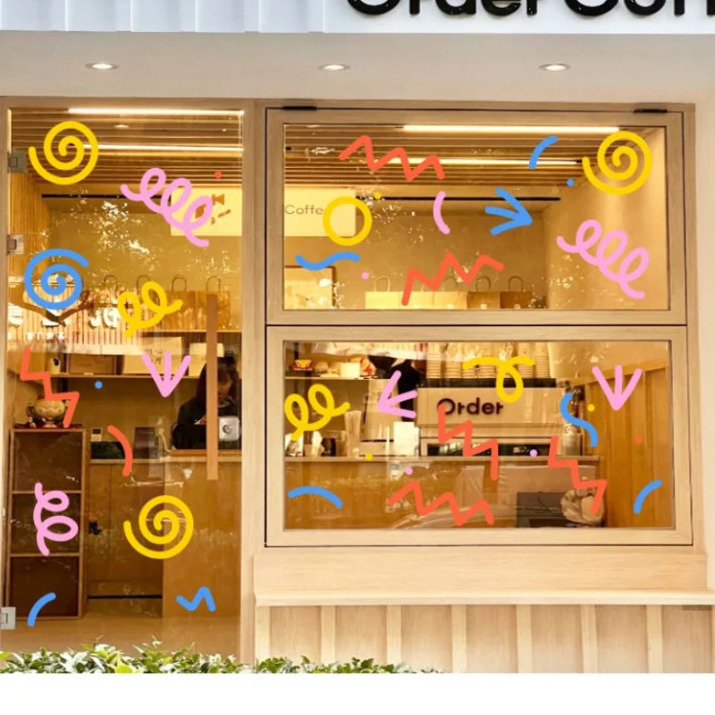 sticker decoratif multicolore geometrique moderne adhesif salle bains cuisine maison pop art simple