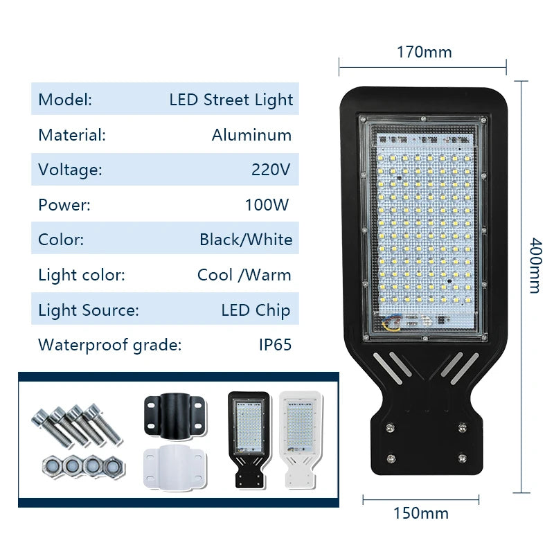 projecteur rue led 100w noir blanc moderne ip65 waterproof 220v 110v