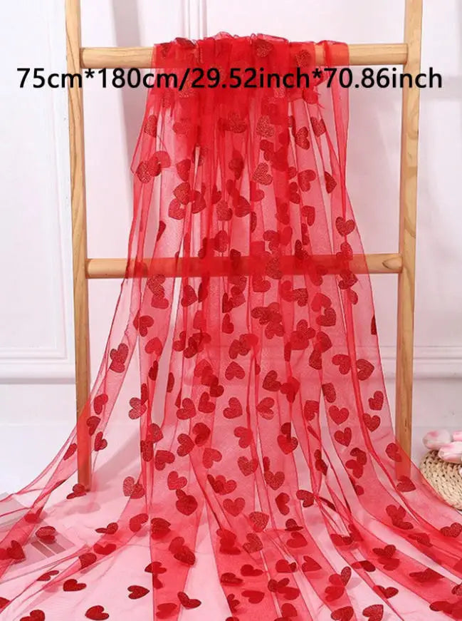 ruban table transparent coeurs rouges chambre mariage fêtes saint valentin décoratif romantique rouge blanc