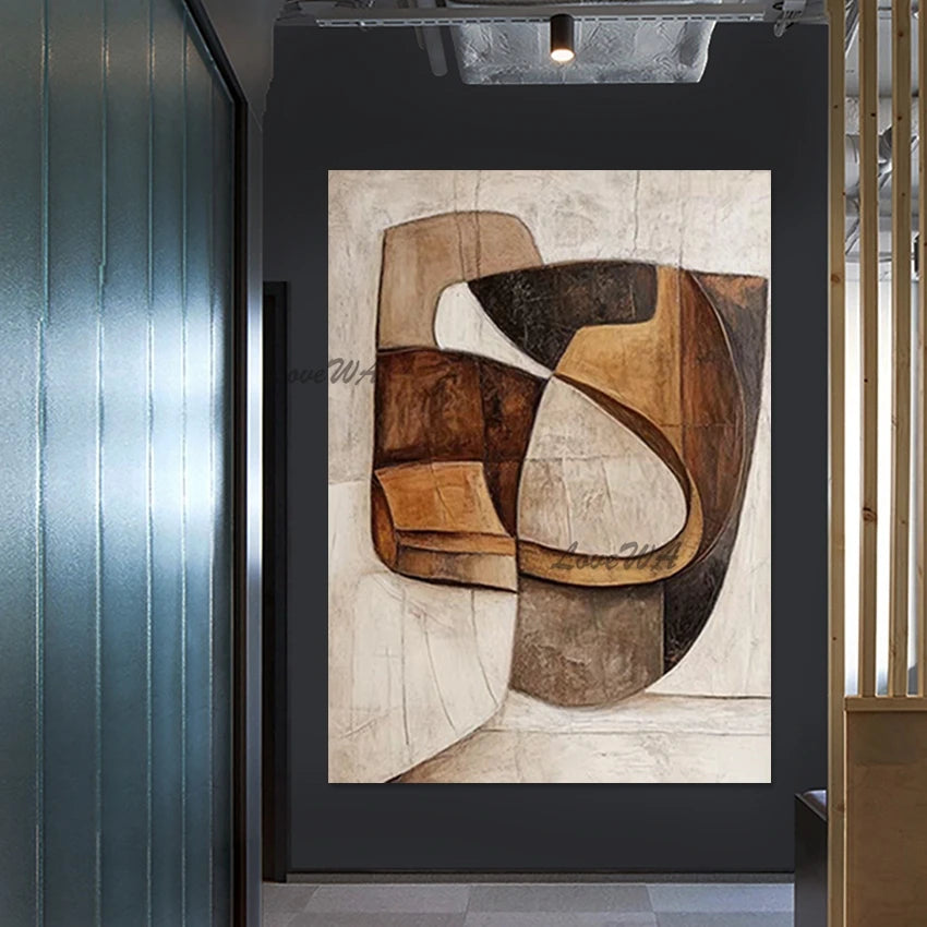 tableau abstrait moderne peinture l'huile toile sans cadre géométrique intérieur décoration chambre salon