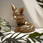 statue renard or décorative métal texturé animalier moderne décoration intérieur doré