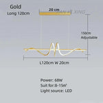 lampe suspendue moderne ondulé noir doré 100cm 120cm led 48w 68w