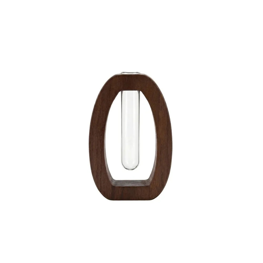 vase décoration marron foncé verre transparent bois naturel moderne minimaliste