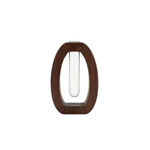 vase décoration marron foncé verre transparent bois naturel moderne minimaliste