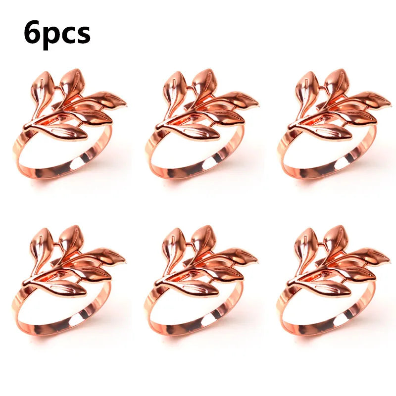 anneaux serviette feuilles or argent rose gold moderne élégants décoration table mariage noël