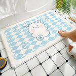 tapis sol antidérapant ours mignon carreaux géométriques rose pâle cartoon mignon adhésif protecteur polyester