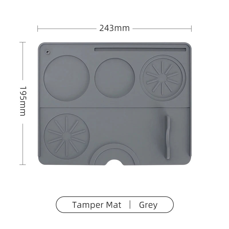 tapis rangement outils gris noir anti dérapant silicone brosse tamper distributeur portafiltre art latte