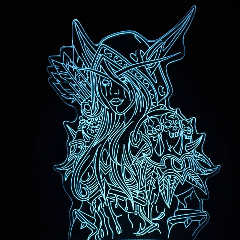 lampe led moderne 3d lion wow warcraft verte rouge or violette bleue transparente